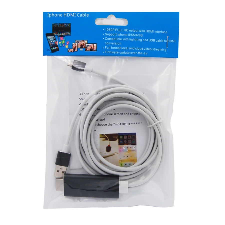 2 м длина кабеля I6 1080 P высокой четкости Plug And Play поддержка проектора Miracast Airplay DLNA для телефонных устройств подключение к ТВ