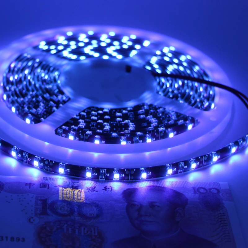

12V Ultraviolet UV LED Blacklight Waterproof non/IP65 Night Fishing 395nm 60leds/m 3528 SMD black PCB LED Flex Strip Light 1m 5m