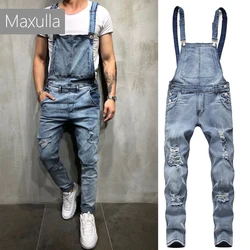 Maxulla denim overalls men spring rompers male Carpenter jeans stylish Suspenders bib overalls trousers men street wear Mla034