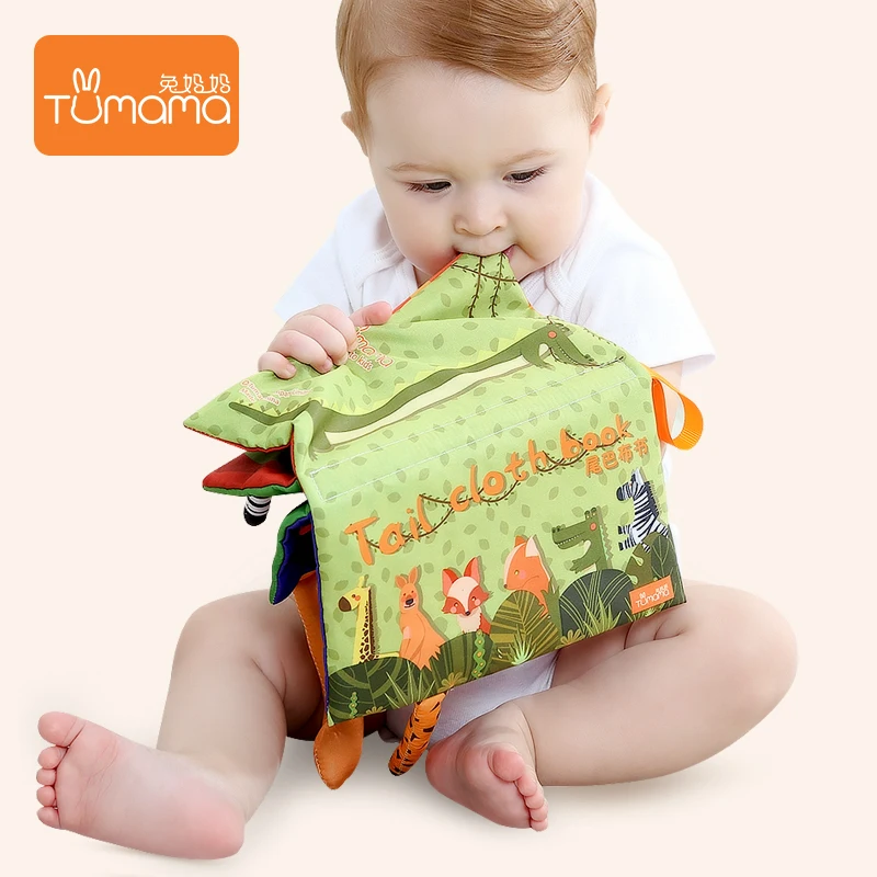 Tumama Baby Cloth Book Early Learning Educational Toys with Animals Tails English Story Soft Cloth Development Books RattelesToy Tumama Baby Cloth Book Early Learning Educational Toys with Animals Tails English Story Soft Cloth Development Books RattelesToy