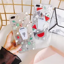 

Girls bottle quicksand Case For iPhone X 8 8plus 6 6PCase Cover TPU PC Glitter Dynamic Liquid Caphina Case For Iphone 7 7plus
