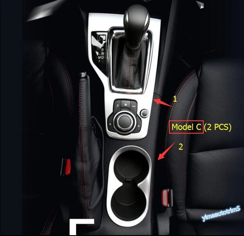 

Yimaautotrims Accessories For Mazda 3 2014 2015 2016 ABS Water Cup Holder + Transmission Shift Gear Panel Decoration Cover Trim