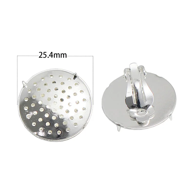 

Beadsnice Brass Flat Round Tray Cabochon Setting Earing Set Components Clip-on Earring Findings 37616E