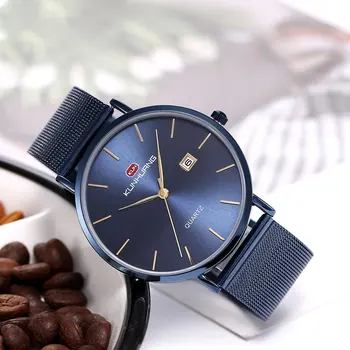 

New Men's Business Casual Chronograph Quartz Watches Student Waterproof Students Wristwatch With Ultra-Thin Fashion Mesh Belt