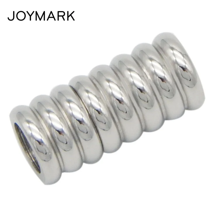 

4mm 5mm 6mm Hole Corrugation Barrel Shape Stainless Steel Magnetic Clasps Jewelry Findings For Leather Bracelets BXGC-105