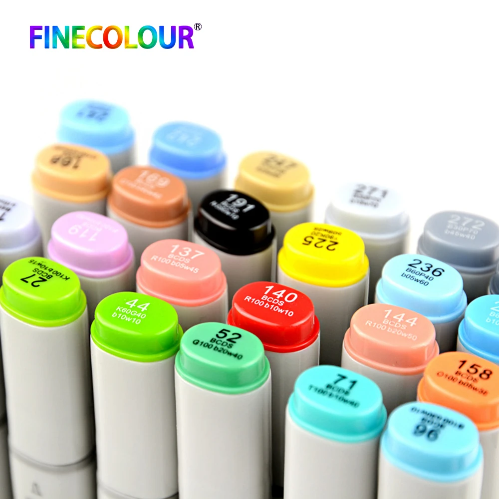 Finecolour EF100 художественные принадлежности чернила на спиртовой основе каллиграфия маркер с двойной головкой кисти художественные маркеры для рисования 240 цветов 1 шт.|Фломастеры| | АлиЭкспресс