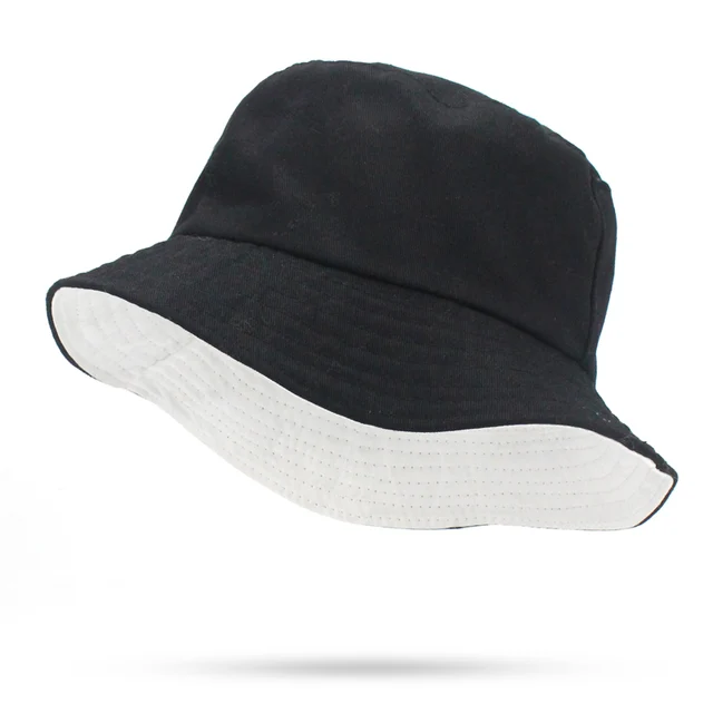 Solid Colors Black White Bucket Hats Women Men Outdoor Bucket Cap Women ...