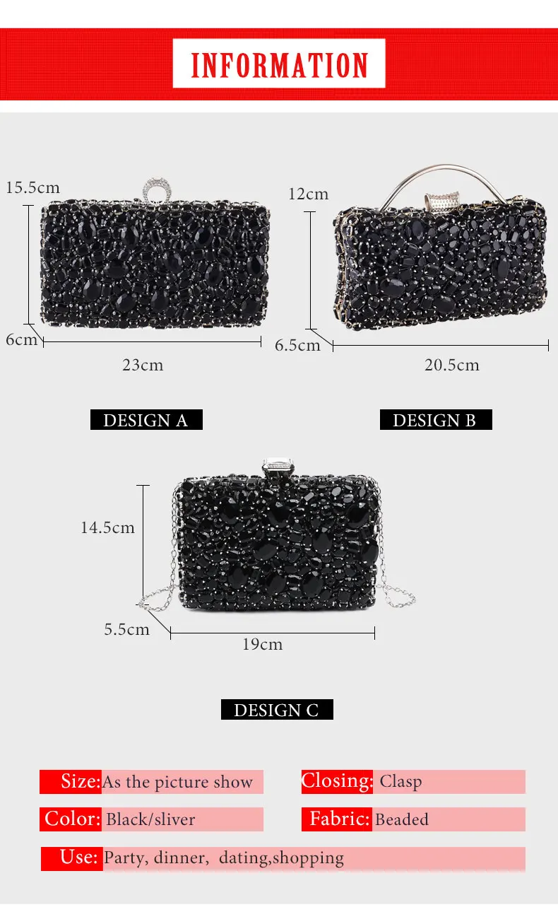 Luxy Moon Black Jewelry Clutch Bag Size