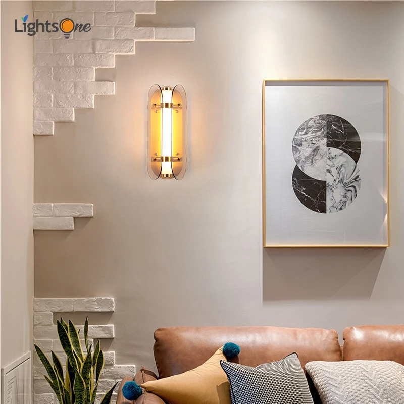 

Postmodern light luxury living room TV wall lamp Nordic designer minimalist bedroom bedside creative aisle lights