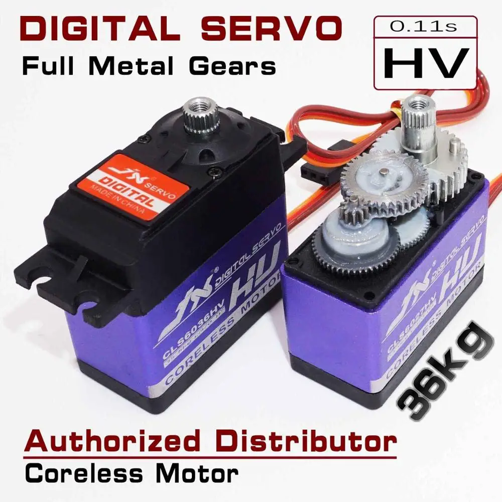 

JX CLS6036HV 36kg 8.4v high voltage large torque coreless digital servo metallic gears case for rc car/airplane/boat/robot arm