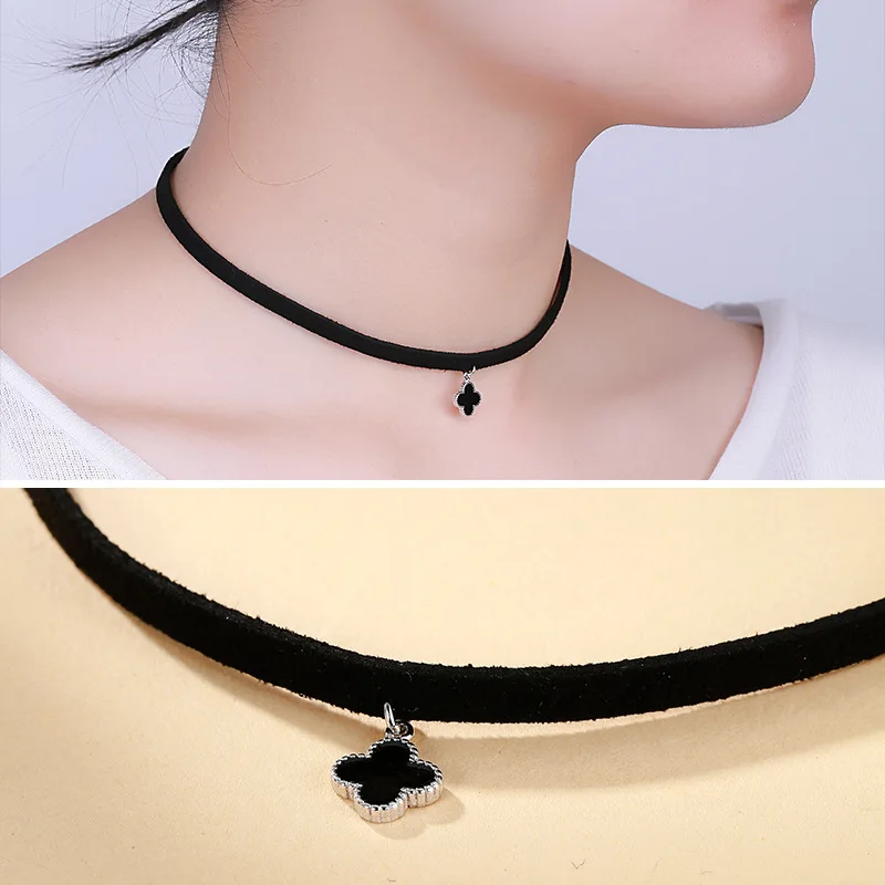 L&P New fashion 925 Sterling Silver Four Leaf Clover flower Necklace for women Hot sale Pendant Necklace Jewelry Wholesale
