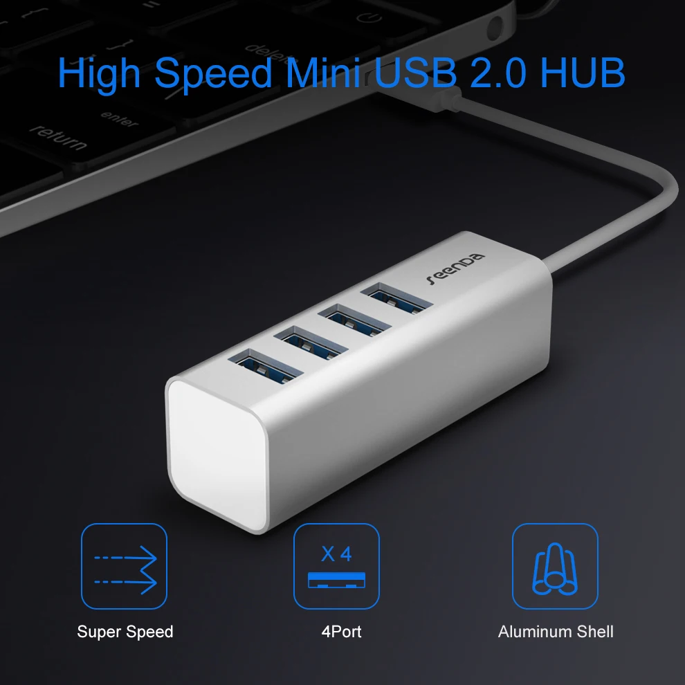 SeenDa usb-хаб 2,0 Алюминиевый сплав 4 порта высокая скорость зарядки синхронизации передачи данных Разветвитель переключатель для компьютера ноутбука OTG концентратор 2,0