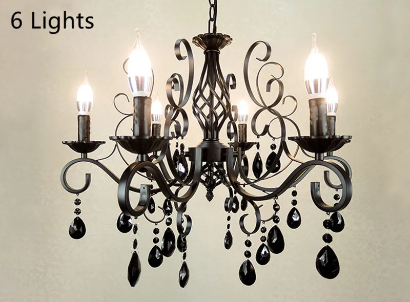 E14 Светодиодная лампа, светильник в форме свечи, европейская ретро люстра, металлический корпус, стеклянный хрустальный декоративный светильник