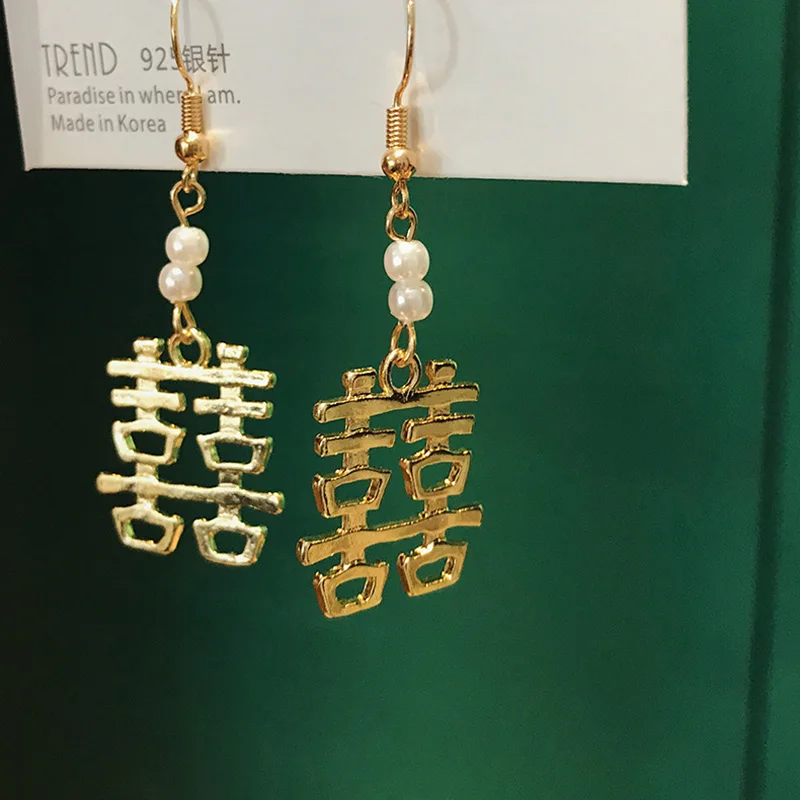 Серьги подвески с золотым жемчугом Happy Lucky длинные серьги крючком для девочек