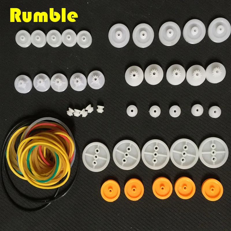 

New High Quality 40pcs DIY Plastic Wheel Sets With Pulley With 40Pcs Belt For Toy Model Car Plane Ship For DIY Accessories