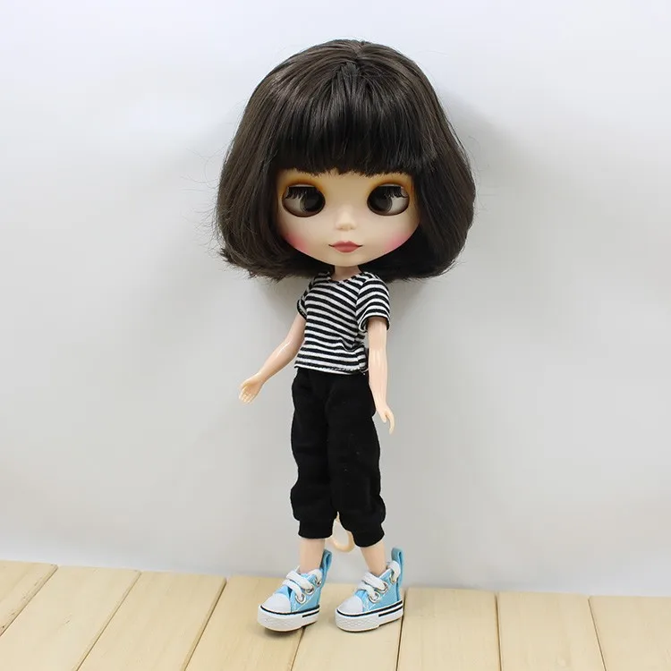 Neo Blythe Doll with Black Hair, Crossed Eyes, White Skin, Matte Cute Face & Custom Jointed Body 3