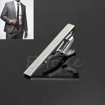 

Men Metal Silver Tone Simple Necktie Tie Bar Clasp Clip Clamp Pin Drop ship