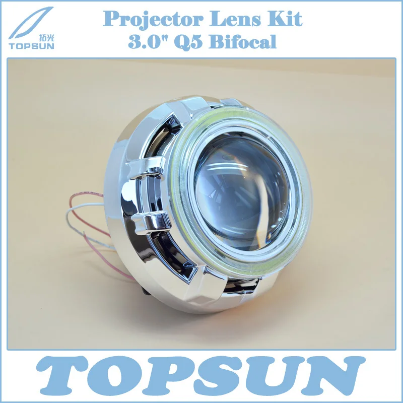 GZTOPHID H4 Projector Lens 3 Inch Q5 Koito Bi-xenon HID with COB Angel Eyes & Shroud, Car Styling Headlight, FREE SHIPPING