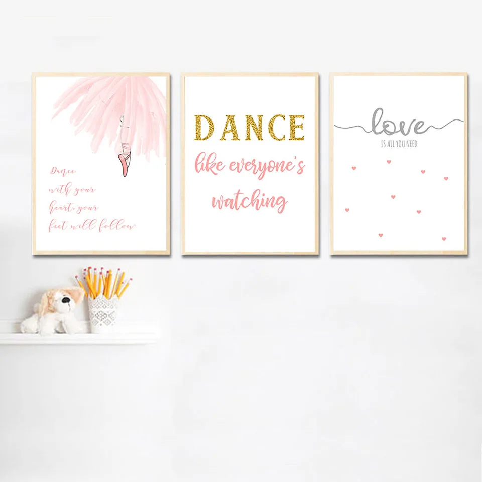 Baby-Girl-Nursery-Wall-Art-Canvas-Posters-Ballerina-Dance-Prints-Cartoon-Painting-Nordic-Kids-Decoration-Picture