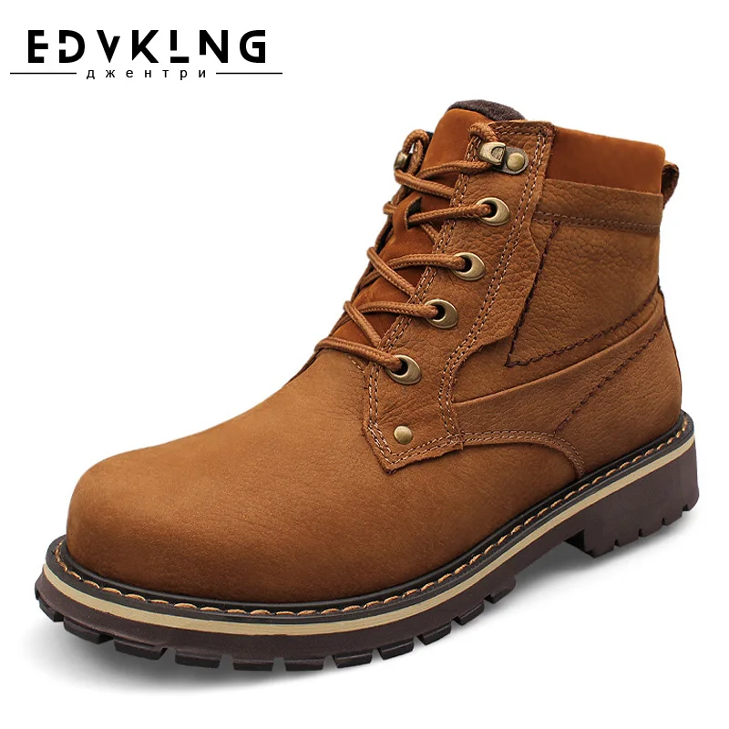 Full grain leather Men Winter Boots Size 3852 EDVKLNG Handmade Warm