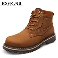 Full grain leather Men Winter Boots Size 38~52 EDVKLNG Handmade Warm Men Winter Shoes
