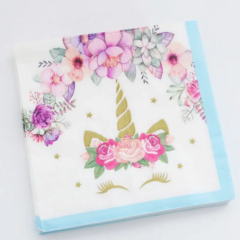 

Cartoon Unicorn Party Decoration Blue Pink Unicorn Horse Tableware Sets Kids Cute Paper Napkin Cup Plate Birthday Party Supplies