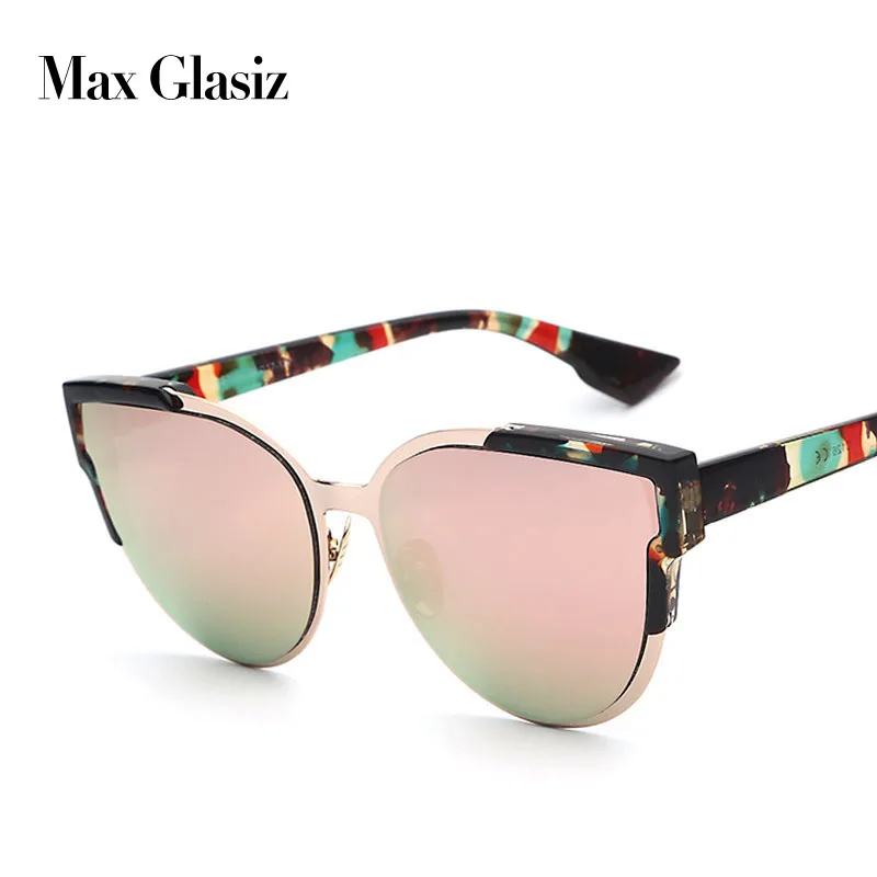 

Maxglasiz Floral Frame Colorful Cateye Shade Women Sunglasses Brand Designer Frame Female lunette de soleil gozluk