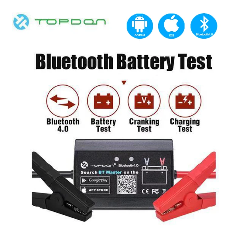 TOPDON BT Master 12 В, тест на автомобильную батарею, er, беспроводной анализатор заряда, тест синхронизации для Android и iOS
