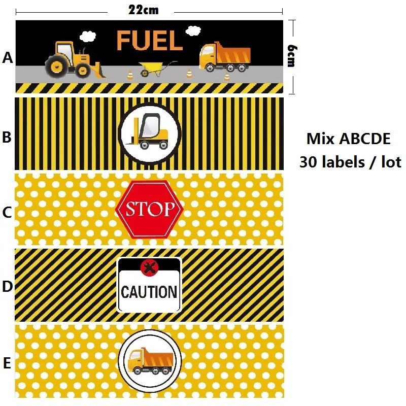 Строительная Вечеринка стикер комплект строительство День Рождения Декор самосвал дорожные знаки Мальчик День Рождения бутылки с водой этикетки