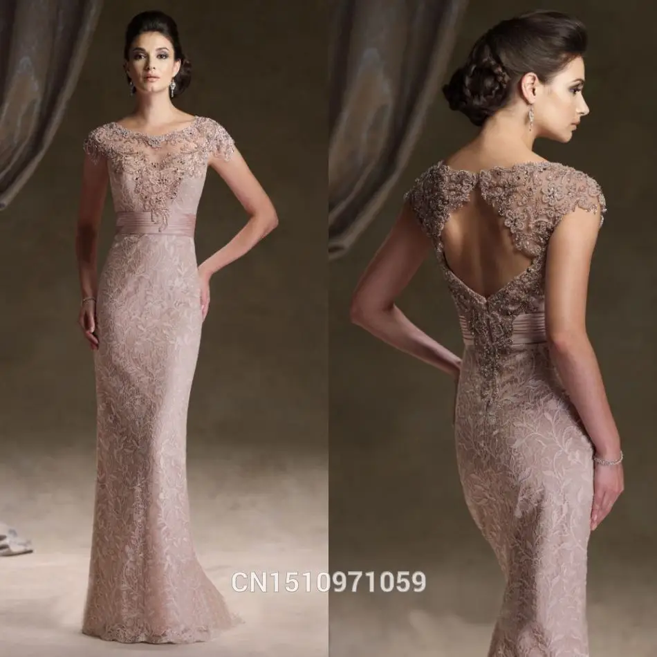 Hot Sale Elegant New Beaded Cap Sleeve Sheath Lace Evening Dresses Mother of the Bride Custom-made | Свадьбы и торжества