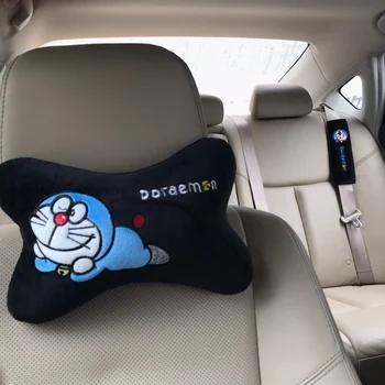 

1pair 28cm cartoon anime doraemon plush cotton car safety belt cover headrest Vehicle soft rest pacify neck pillow stuffed toy