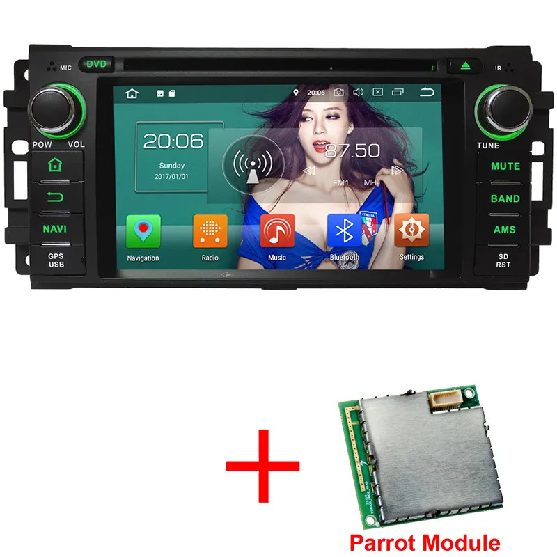 Radio Parrot Module KLYDE 4G wifi Android 8,0 Восьмиядерный PX5 4 Гб ОЗУ 32 Гб ПЗУ автомобильный DVD мультимедийный плеер радио для Chrysler 300C Cirrus Aspen Sebring - Цвет: Radio Parrot Module