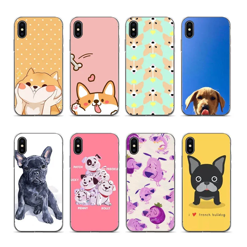 

OUTMIX Cute Cartoon Dog Black Soft silicone Cover case For iPhone XSMax X XS XR 7 7Plus 8 8plus 5S SE 6 6s 6plus