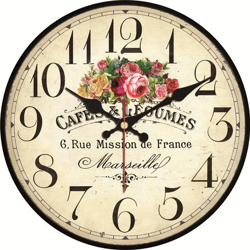 Потертый шик, Мэрилин Монро настенные часы, винтажные настенные часы, настенные часы домашний декор, настенные часы подарок - Цвет: Flower Wall Clock 24
