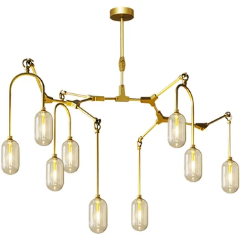 

Modern Hanging Lamp Interior Decorative LED Chandelier Lighting Golden Iron Chandelier Restaurant Living Room Fixtures Luminaire