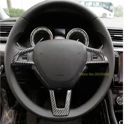 Для Skoda Octavia 2016-2018 1 шт. углеродного волокна ABS хромированный Автомобильный интерьер Молдинги рулевое колесо Крышка отделка автомобиля