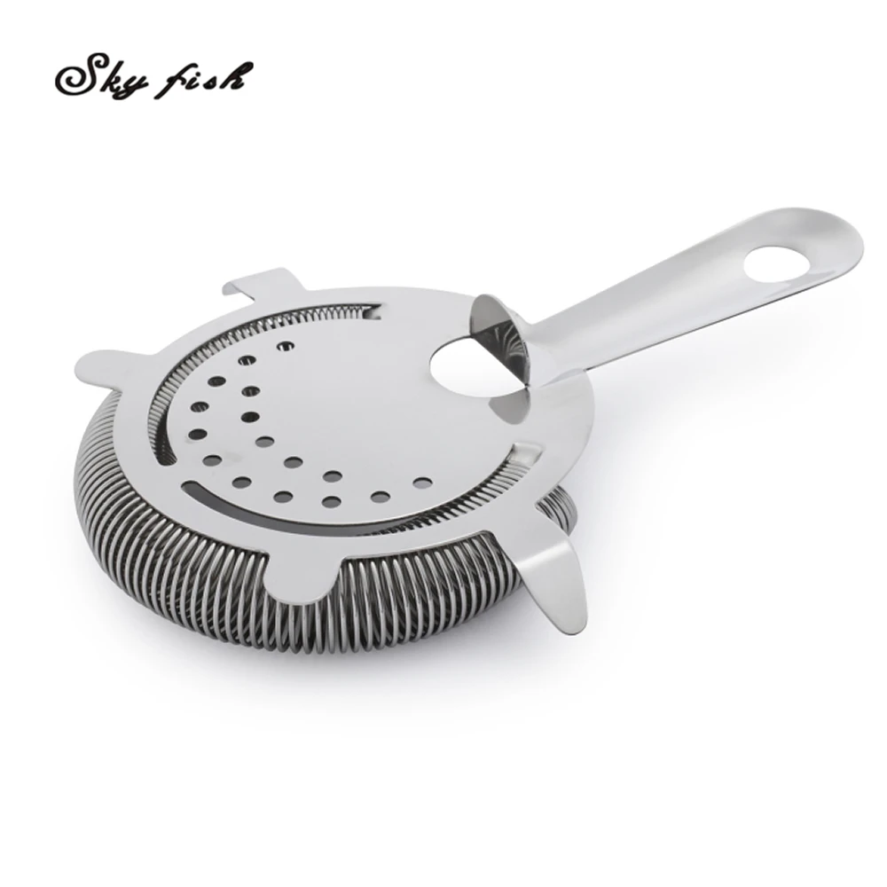 Stainless Steel 18/8 Four Prong Hawthorn Cocktail Strainer with 100