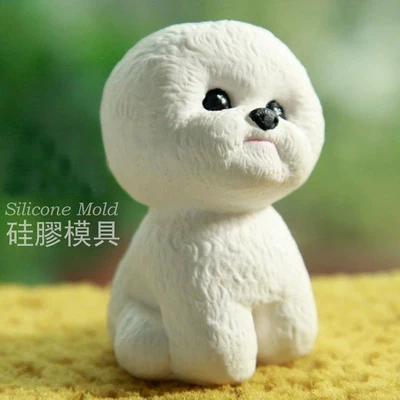 

Bichon Frise dog 3D Super Cute Silicone mold Lucky Dog DIY Clay tools Soap Car Aroma stone moulds for home decoration resin clay