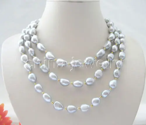 

FREE shipping> >>> Beautiful 50" 12*14mm gray baroque freshwater pearl necklace 6.07