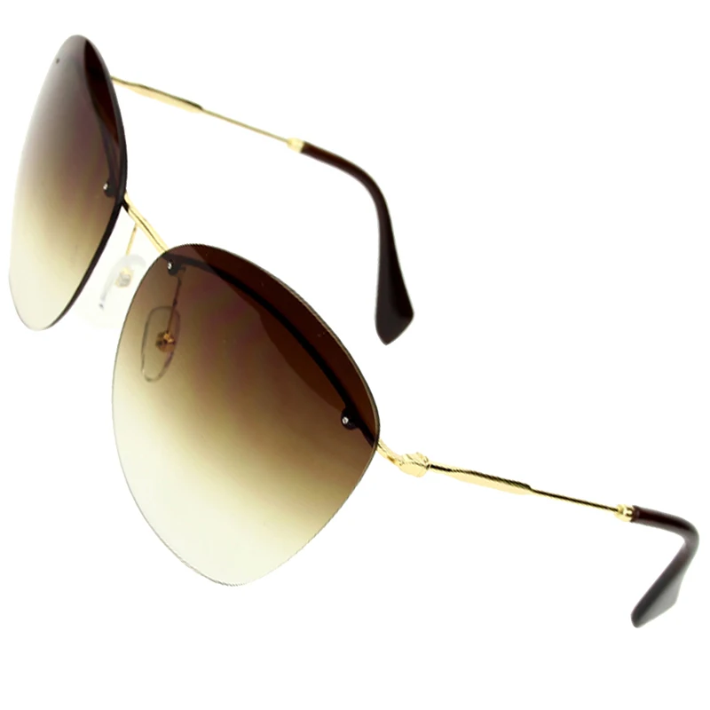 선글라스 여성 야외 여행 남녀 무테 타원형 태양 안경 숙녀 남성 운전 매일 입고 UV400 뜨거운 판매