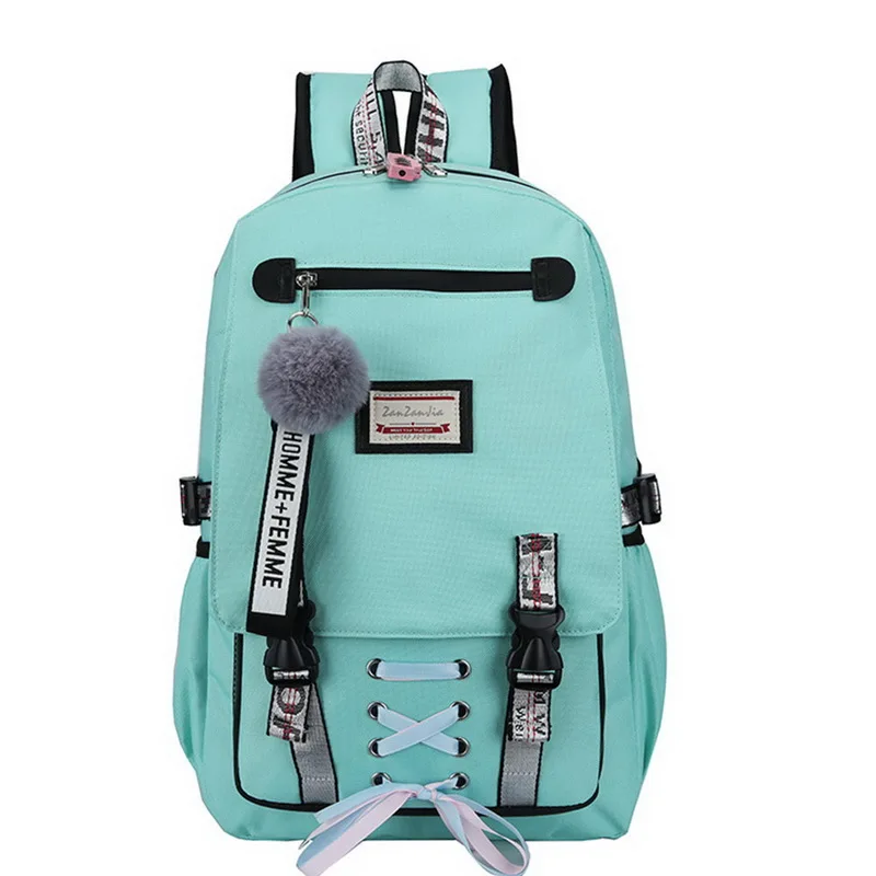 

MoneRffi Women Fashion Anti-theft Tavel Backpacks 2019 New Lace Up Student LargE Capacity Bookbags with External USB Charge Port