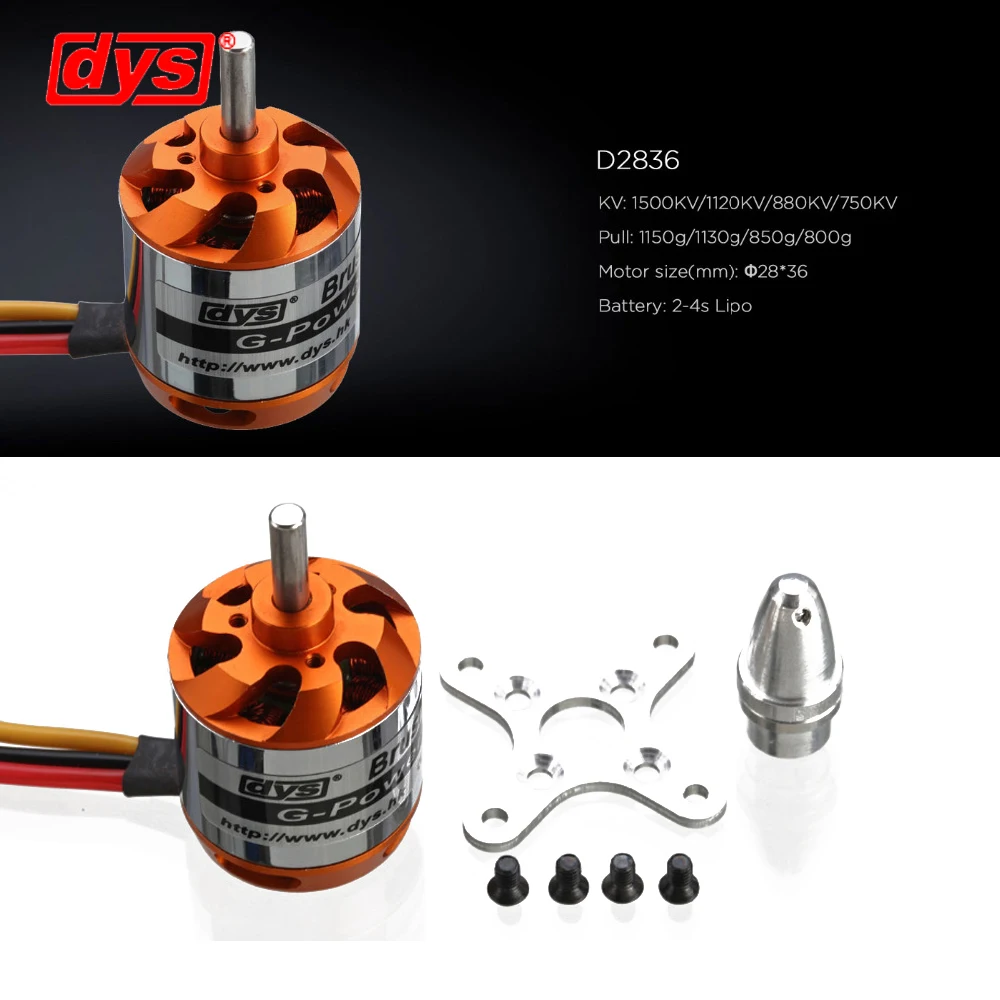 DYS D2836 880KV Brushless Motor 2-4S Outrunner Motor for RC Models FPV Multirotor Quadcopter