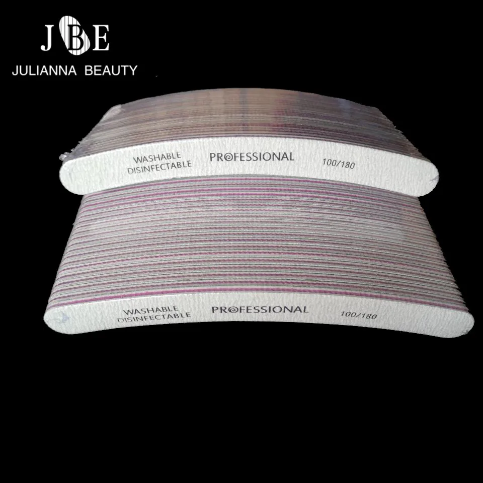 

50Pcs/lot 100/180 Curve Banana for Nail Art Tips Manicure Nail Filer Grey Curved Nails Accessoires Salon Tools Wholesale