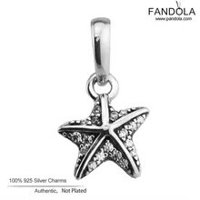 Подходит Pandora Подвески Браслеты стерлингового серебра 925 прозрачный CZ тропические звезды очаровательные бусины-Подвески для изготовления ювелирных украшений