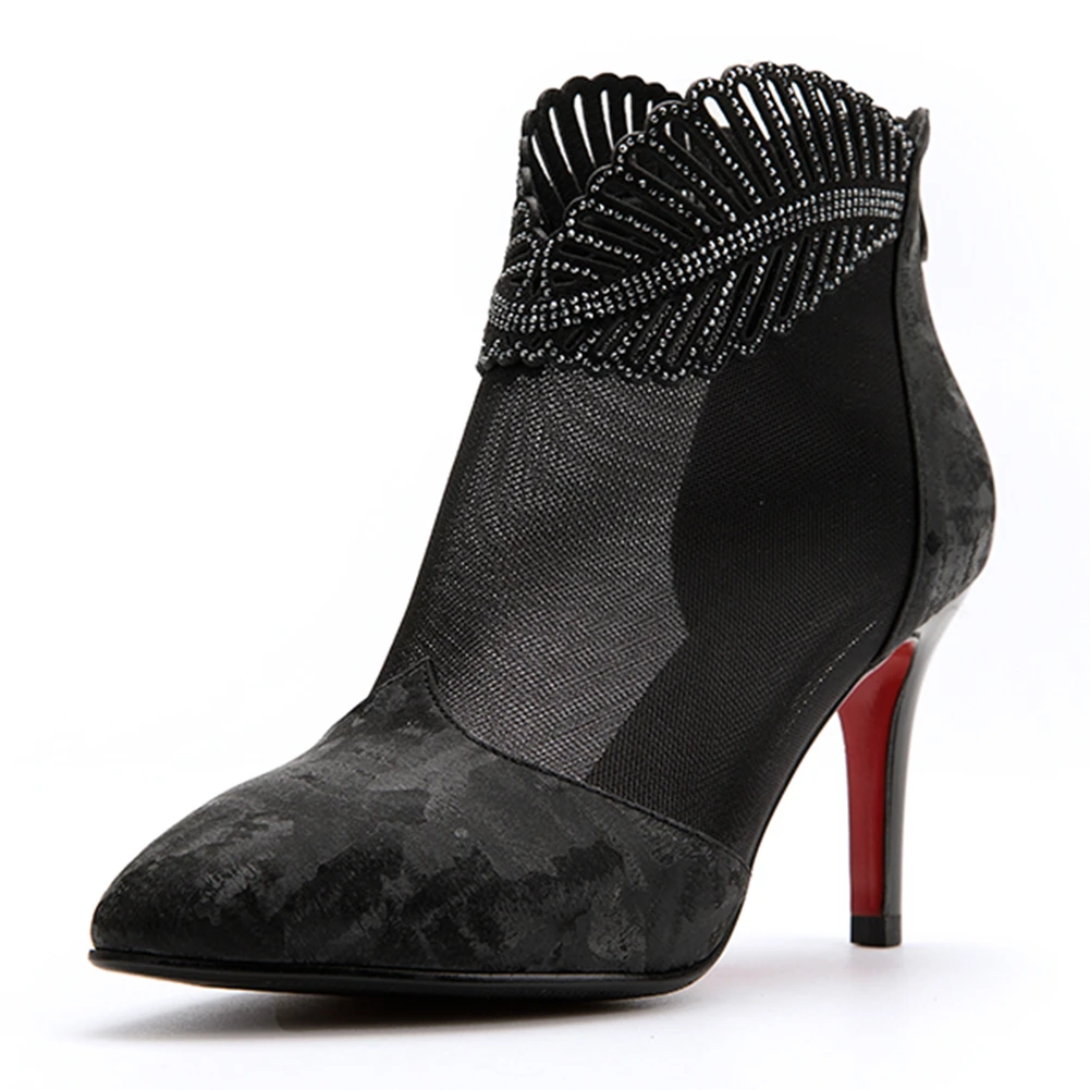 

LAPOLAKA Luxury Top Quality Woman Shoes Thin High Heels Black Shoes Women Air Mesh Summer Boots Lady Footwear