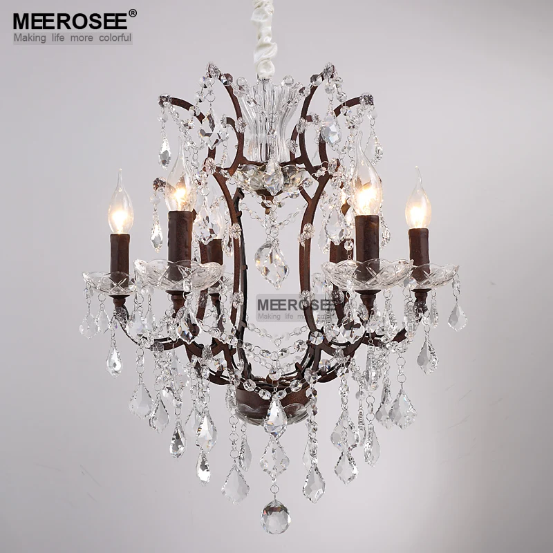 

2016 New Arrival Vintage-style Crystal attic Pendant lamp Retro Rust hanging Light Fitting Suspension Drop Lustre for Livingroom