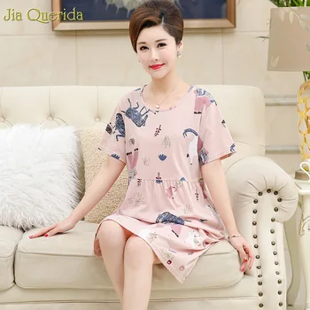 

2019 Summer Short Sleeves Cute Animals Printing Night Dress Plus Size Xxxl Loose Nightgowns Women Cotton Woman Night Sleepwear