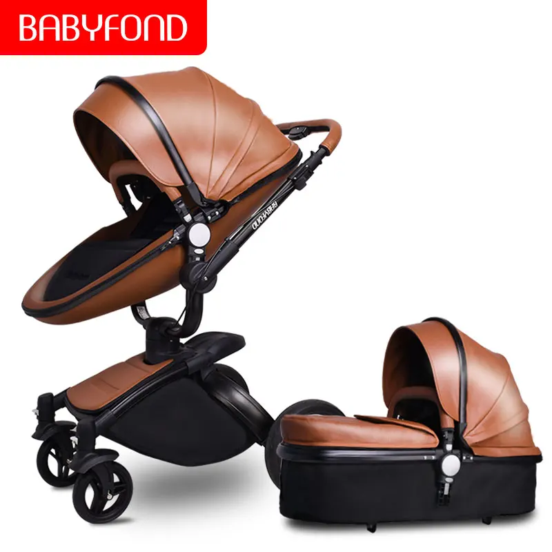 Babyfond 3 в 1 Роскошная двухходовая Складная четырехколесная детская коляска с кожаным каркасом из алюминиевого сплава, складная детская коляска - Цвет: 2 in 1 A7