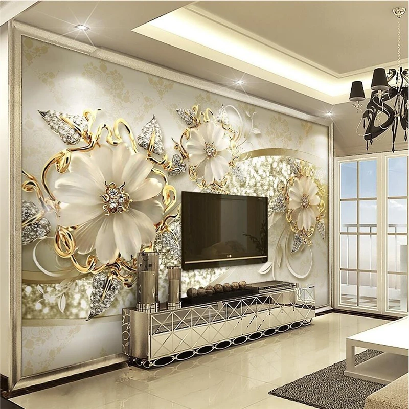 

beibehang Custom Photo Wallpaper 3D Fresco Luxury Gold European Style Jewelry Jewelry TV Wall Background papel de parede