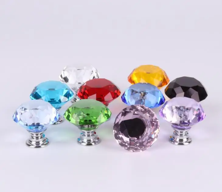 Crystal Glass Diamond Furniture Handles Hardware Drawer Wardrobe Kitchen Cabinets Fashion Cupboard Door Pull Knobs Wholesale |